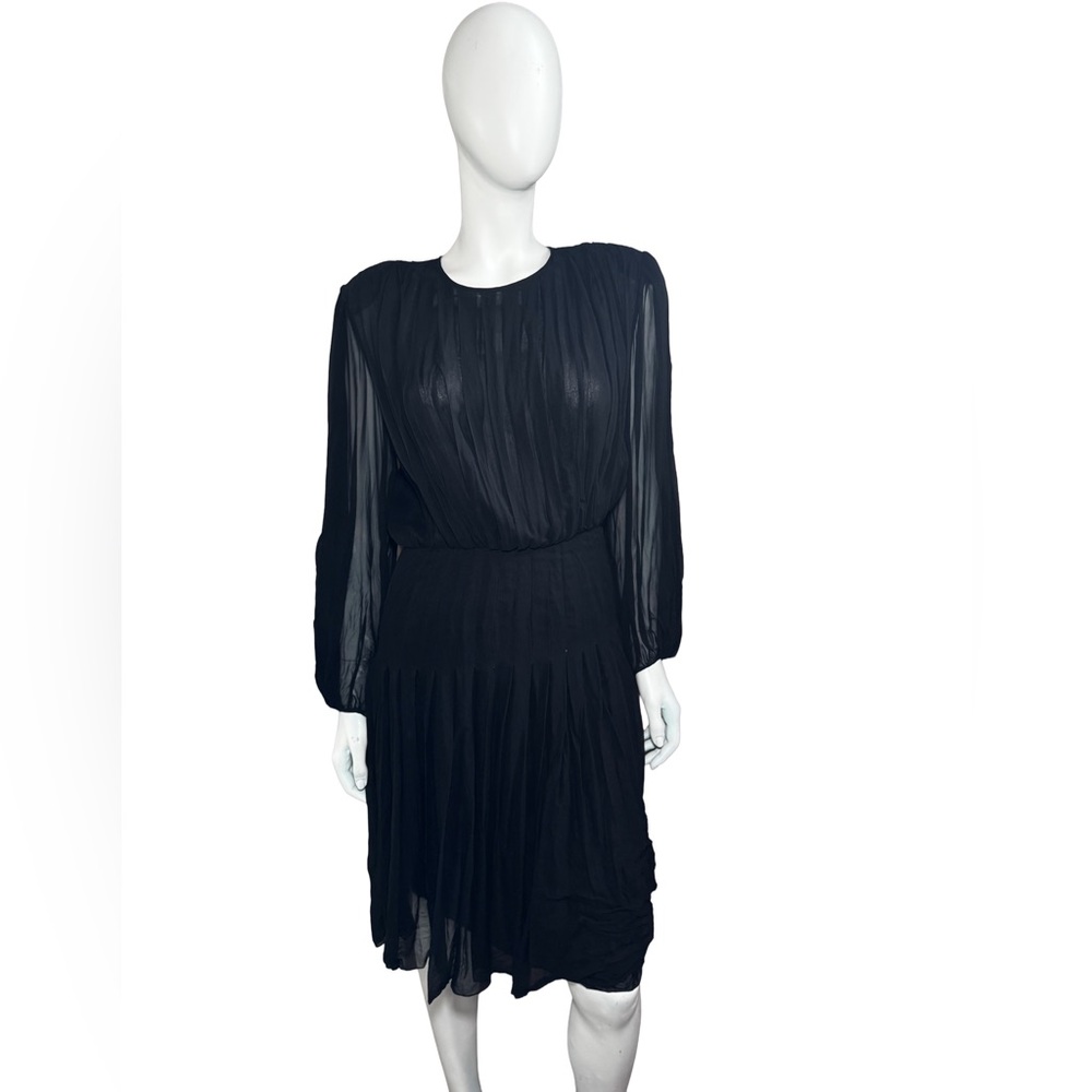 Vintage Eva Chun Pleated Silk Chiffon Dress